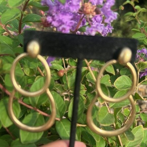 LAUREN RALPH LAUREN Antique Bronze Double Circle EARRINGS - Picture 5 of 9